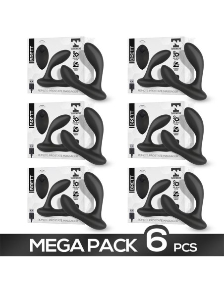 Pack de 6 Brett Masajeador Prostatico Control Remoto USB Silicona