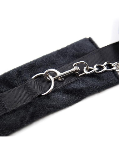 Esposas de Tela con Velcro para Munecas con Pelo Largo Negro