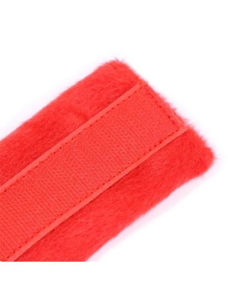 Esposas de Tela con Velcro para Munecas con Pelo Largo Rojo