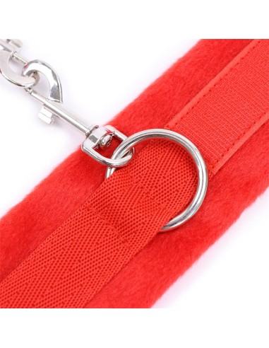 Esposas de Tela con Velcro para Munecas con Pelo Largo Rojo