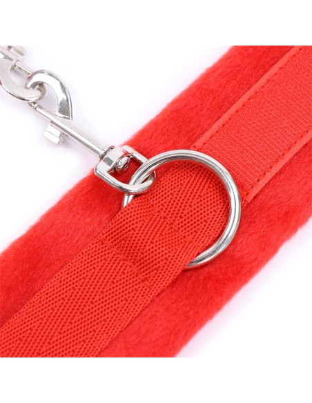 Esposas de Tela con Velcro para Munecas con Pelo Largo Rojo