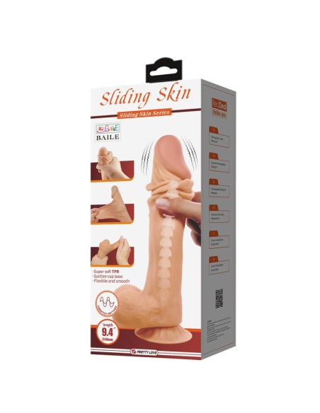 Vibrador Realista Control Remoto Doble Densidad y Piel Deslizante 24 cm