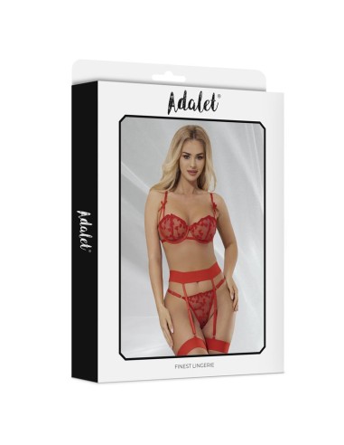 Zoey Set Sujetador Tanga y Liguero con Corazones Rojo