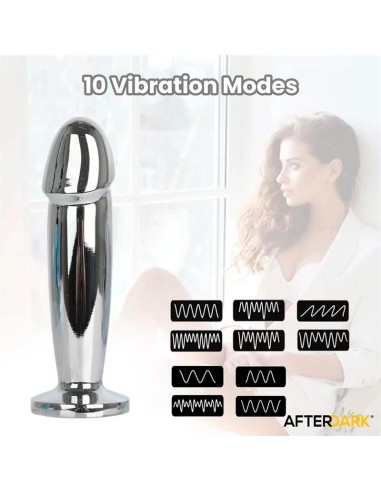 Sarmy Plug Anal Cromado con Vibracion USB Magnetico Talla M