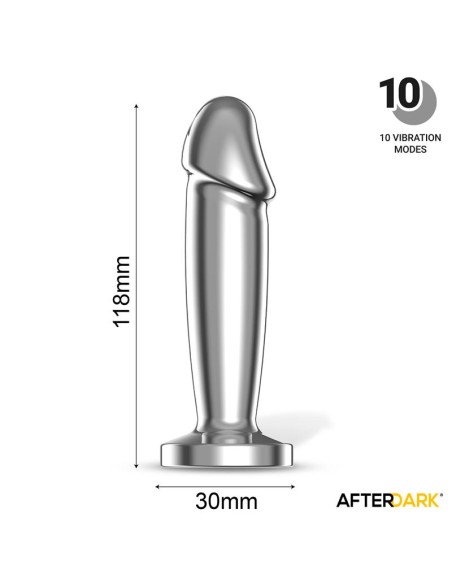 Sarmy Plug Anal Cromado con Vibracion USB Magnetico Talla M