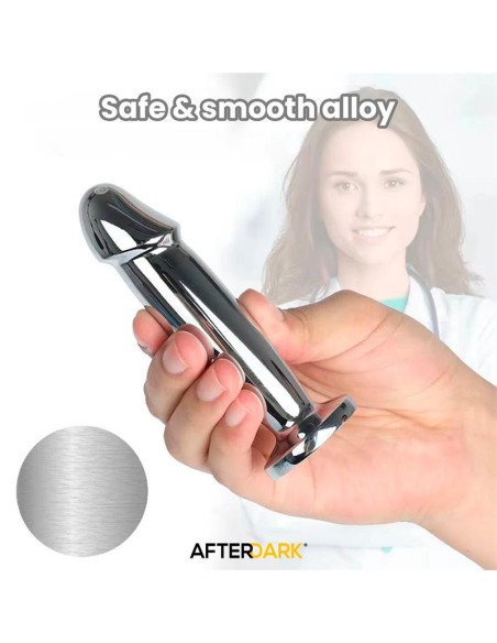 Sarmy Plug Anal Cromado con Vibracion USB Magnetico Talla S