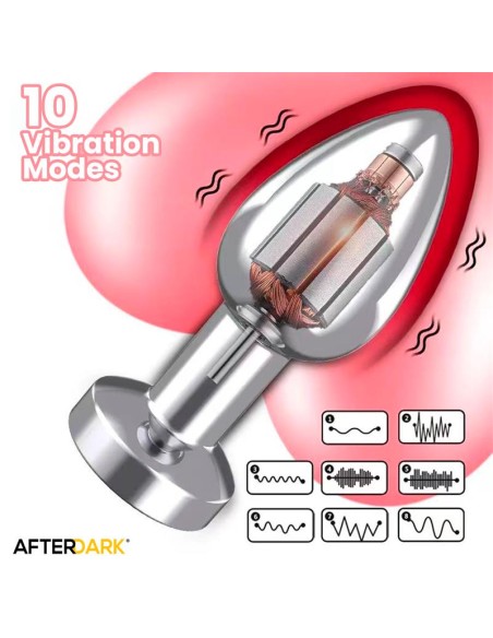 Dimpor Plug Anal Cromado con Vibracion USB Magnetico Talla L