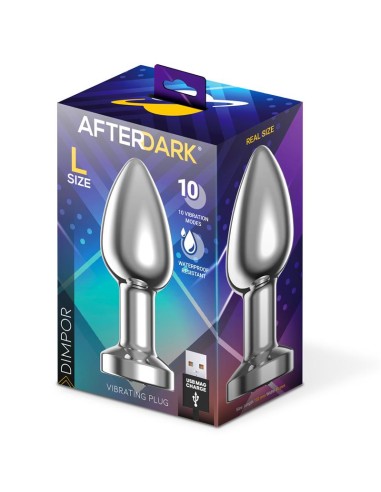 Dimpor Plug Anal Cromado con Vibracion USB Magnetico Talla L
