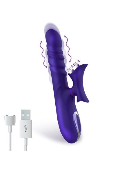 No Fourteen Vibrador Funcion Telescopica Ondulante y Lengua Alta Frecuencia Silicona Liquida USB