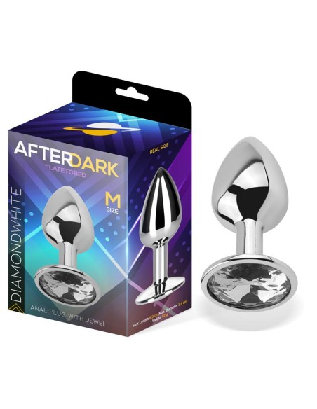 Plug Anal con Jota Color Blanco Diamante Talla M Aluminio