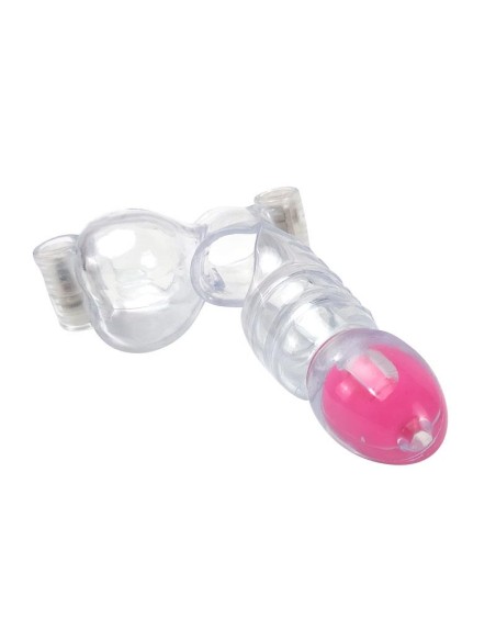 Funda para el Pene y Testiculos 3 Balas Vibradoras Transparente