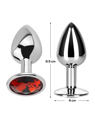 Plug Anal con Joya Rojo Rubi Talla L Aluminio