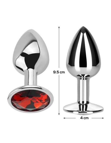 Plug Anal con Joya Rojo Rubi Talla L Aluminio