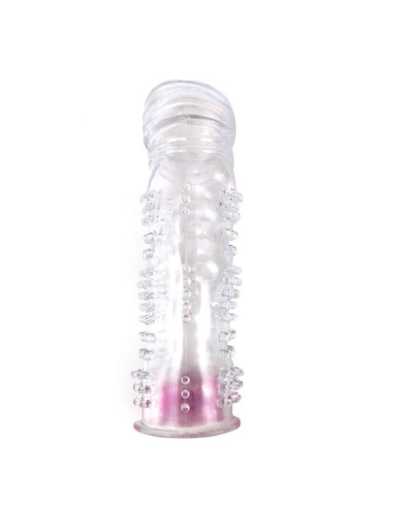 Funda para el Pene Texturizada con Bala Vibradora Transparente