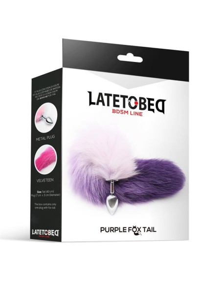 Plug Anal con Cola de Zorro Purpura y Blanco Talla S
