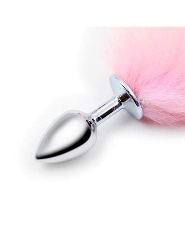 Plug Anal con Cola de Zorro Rosa y Blanca Talla S