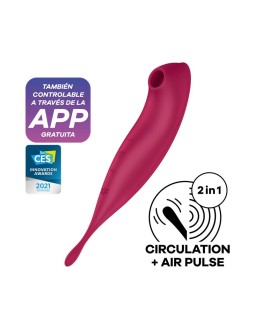 Twirling Pro Succionador y Vibrador APP Satisfyer Connect Dark Red