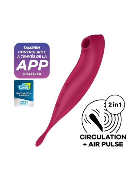 Twirling Pro Succionador y Vibrador APP Satisfyer Connect Dark Red