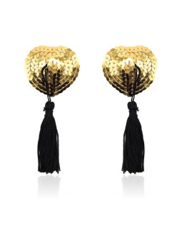 Pezonera de Corazon con Lentejuelas Doradas