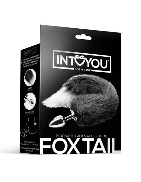 Plug Anal con Cola de Zorro Negro y Blanco