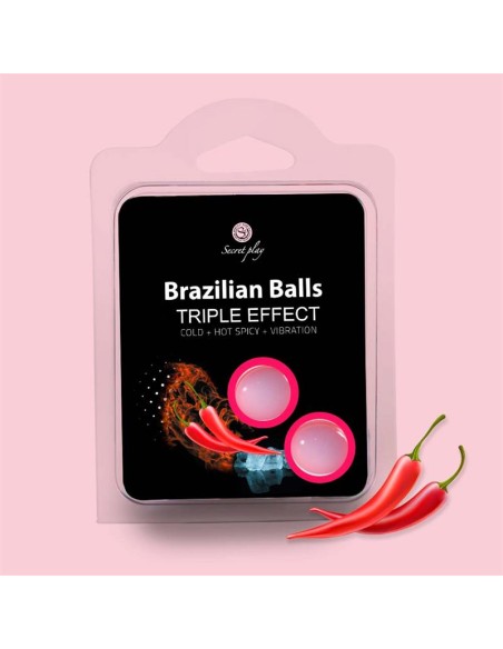 Set 2 Brazilian Balls Triple Efecto Calor Frio y Vibracion