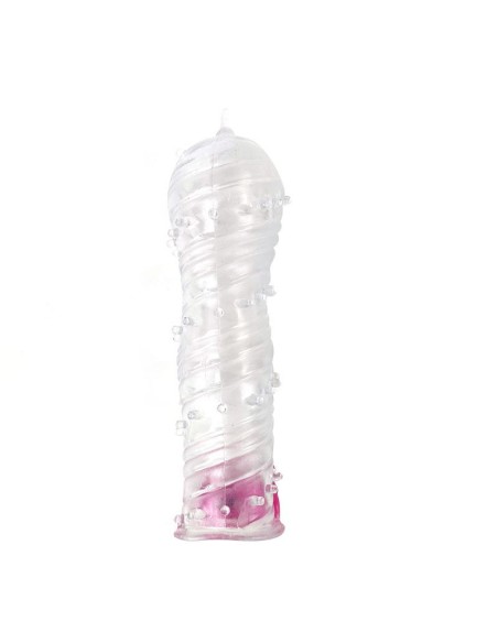 Funda para el Pene Texturizada con Bala Vibradora Transparente
