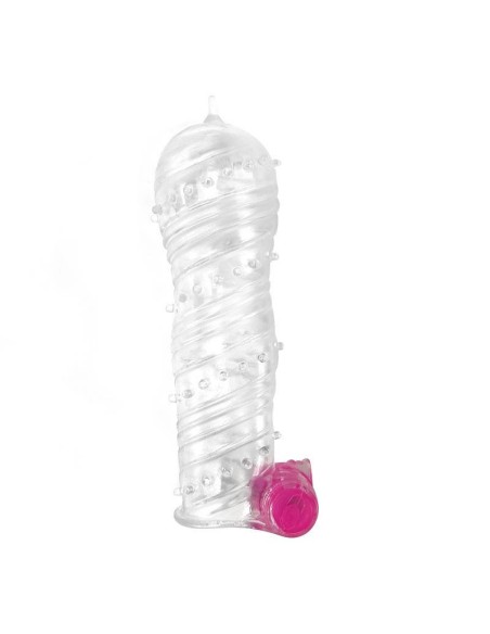 Funda para el Pene Texturizada con Bala Vibradora Transparente