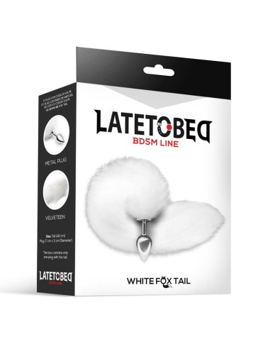 Plug Anal Metal con Cola de Zorro Sedoso 40 cm Blanco