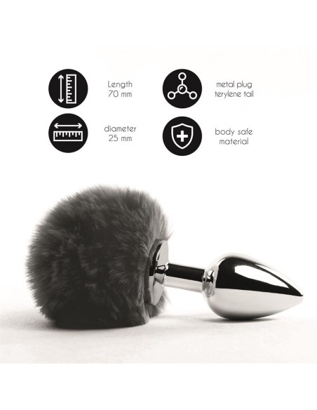 Bunny Tail Plug Anal con Cola Negro