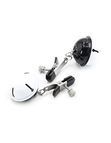 Pinzas para Pezones con Cascabeles Blanco Negro