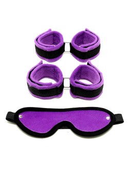 Rimba Bondage Play Set de Esposas para Tobillo y Munecas Color Purpura