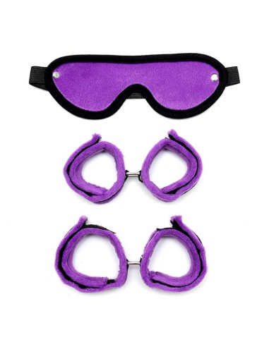 Rimba Bondage Play Set de Esposas para Tobillo y Munecas Color Purpura