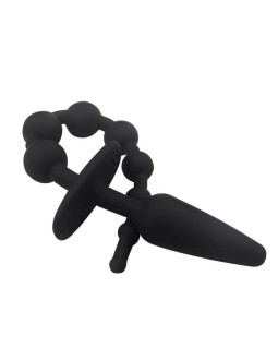 Plug Anal con Cadena Anal Silicona Negro 2