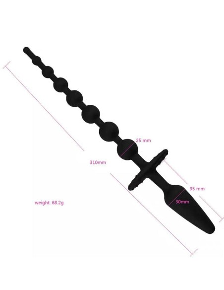 Plug Anal con Cadena Anal Silicona Negro