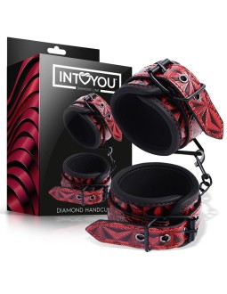 Esposas de Muneca Acolchadas Ajustable Diamond Cuero Vegano