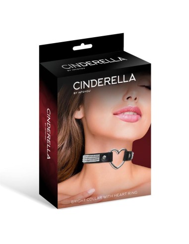 Collar con Corazon y Pedreria Estilo Choker Cuero Vegano Talla unica