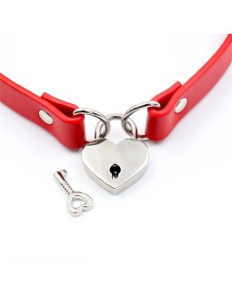 Collar con Candado de Corazon Cuero Vegano Talla unica 2