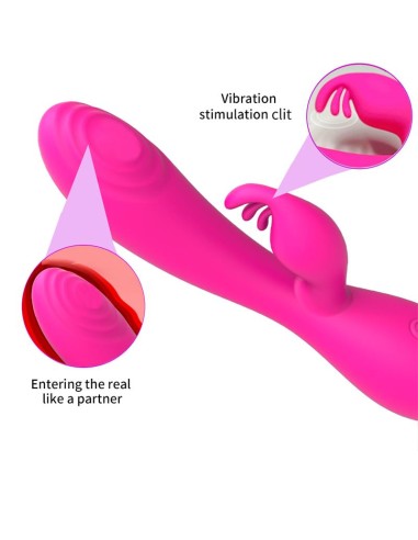 Conejito Vibrador Magic Stick con Pulsacion Fucsia