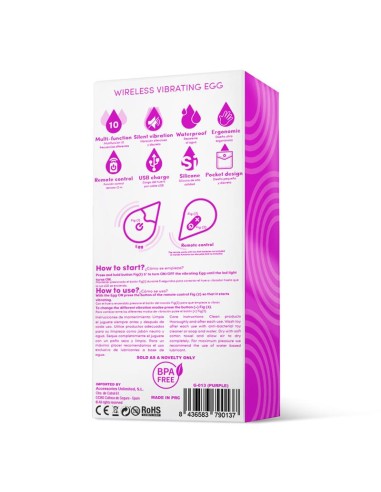 Huevo Vibrador Control Remoto USB Silicona Purpura