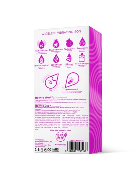 Huevo Vibrador Control Remoto USB Silicona Purpura