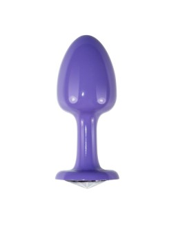 Plug Anal de Metal Purpura Rosebud con Joya Transparene 2