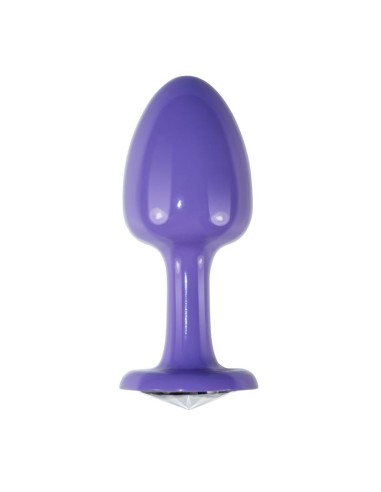 Plug Anal de Metal Purpura Rosebud con Joya Transparene