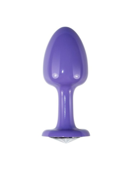 Plug Anal de Metal Purpura Rosebud con Joya Transparene