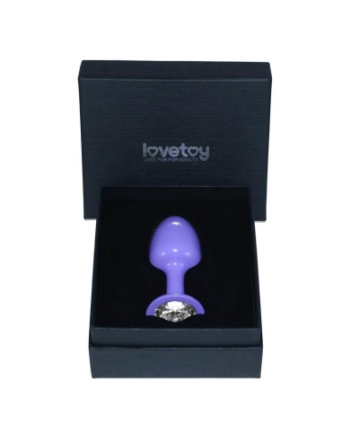 Plug Anal de Metal Purpura Rosebud con Joya Transparene