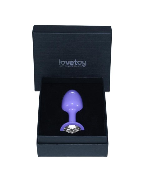 Plug Anal de Metal Purpura Rosebud con Joya Transparene
