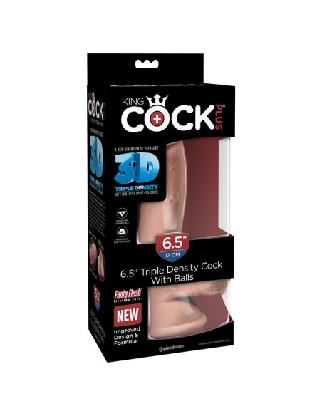 3D Dildo Triple Densidad con Testiculos Plus 65 Natural