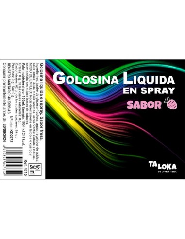 Golosina Liquida en Spray Sabor Fresa 20 ml