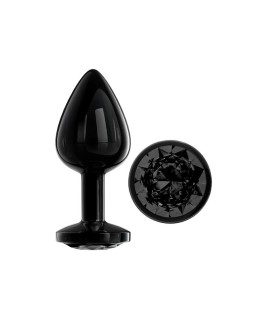 Blackgem Plug Anal Metalico con Joya Color Negro Talla M 2