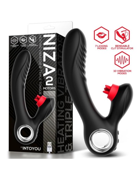 Niza Vibrador con Calor y Triple Lengua Estimuladora de Clitoris