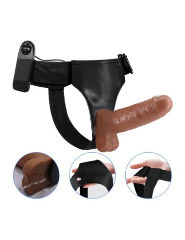 Arnes con Dildo Retractil con Vibracion
